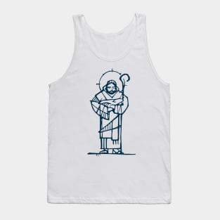 Jesus Christ Good Shepherd ink illustration Tank Top